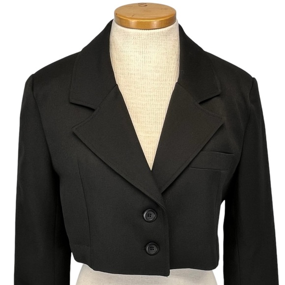 Alohas Cropped Single Breasted Tailored Blazer Women Small in Black - Picture 2 of 9